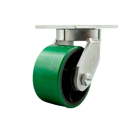 Service Caster 6'' Extra Heavy Duty Green Poly on Cast Iron Wheel Swivel Top Plate Caster CRAN-SCC-KP92S630-PUR-GB